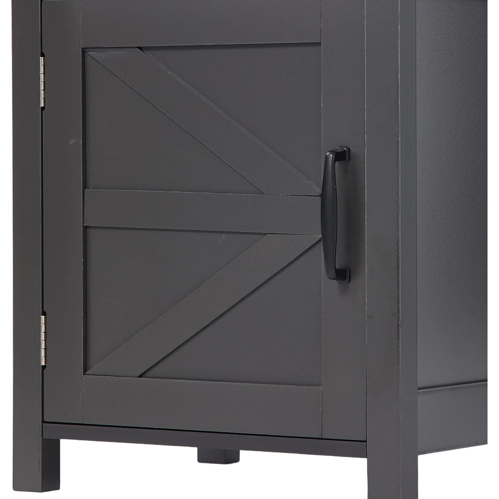 Living and Home Single Door Single Shelf Grey Bedside Table Image 3