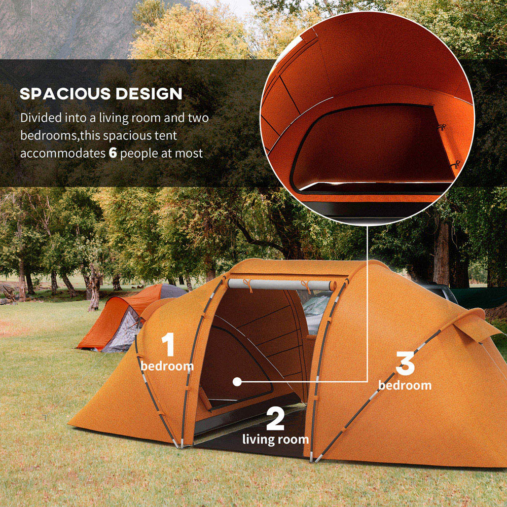 Outsunny 4-6 Person Camping Tent Orange Image 4