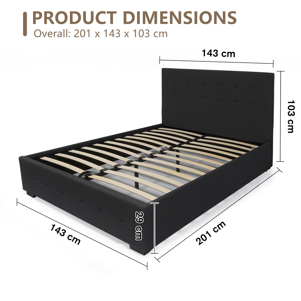 Brooklyn Double Black Fabric Storage Ottoman Bed Image 9