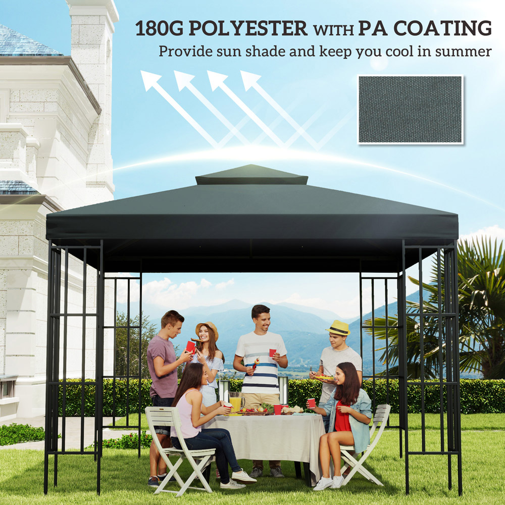 Outsunny 3 x 3m Charcoal Grey 2 Tier Gazebo Top Cover Replacement Canopy Image 6