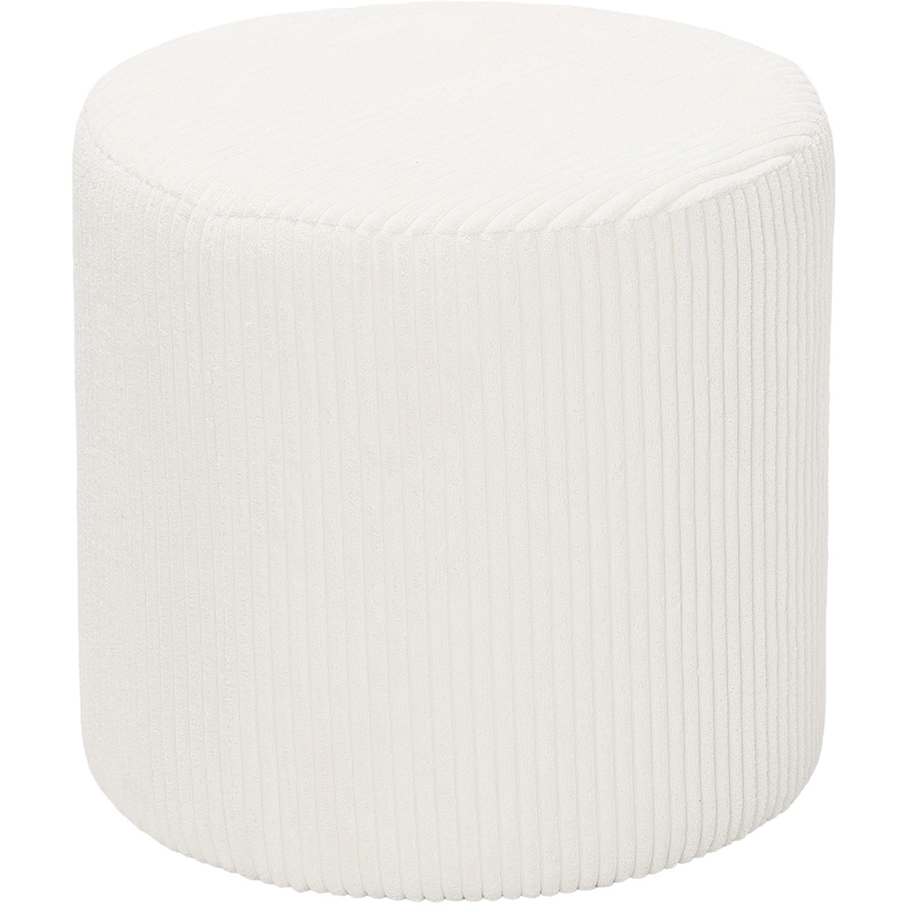 Living and Home Beige Corduroy Ribbed Upholstered Round Footstool Image 2
