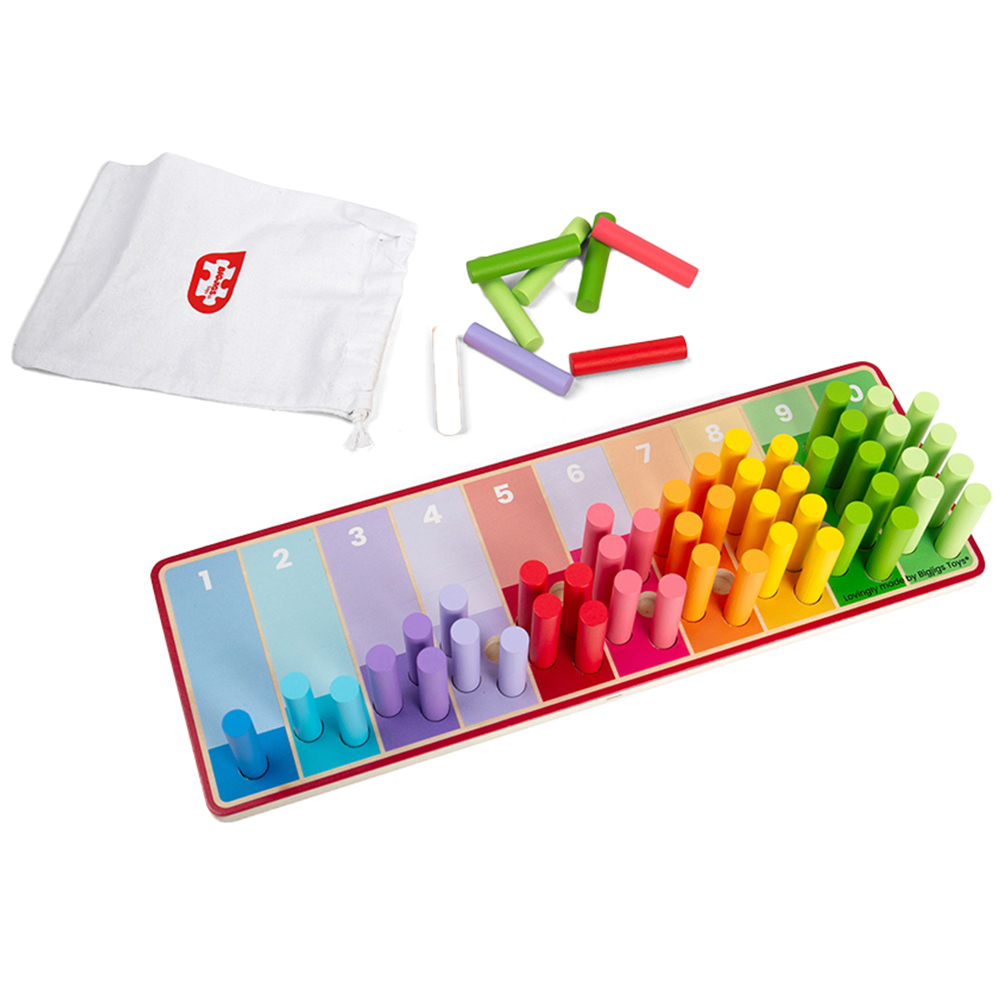 Bigjigs Toys 55 Piece Wooden Rainbow Counting Sticks Set Image 1