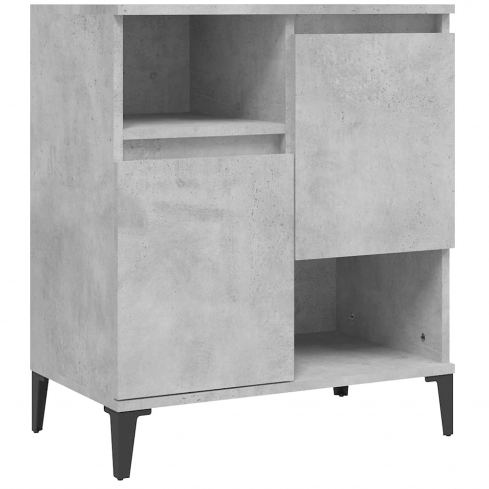 vidaXL 2 Door 2 Shelf Concrete Grey Wooden Sideboard 3 Piece Image 4