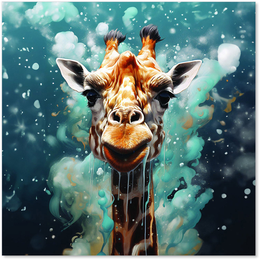 Warren Reed Designer Splashart Giraffe Face Glass Kitchen Splashback 60 x 60cm Image 2