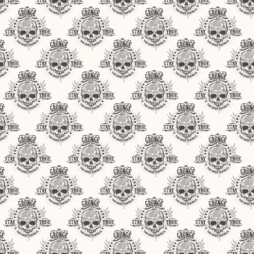 Galerie Grunge Skull Motif Grey Wallpaper Image 1