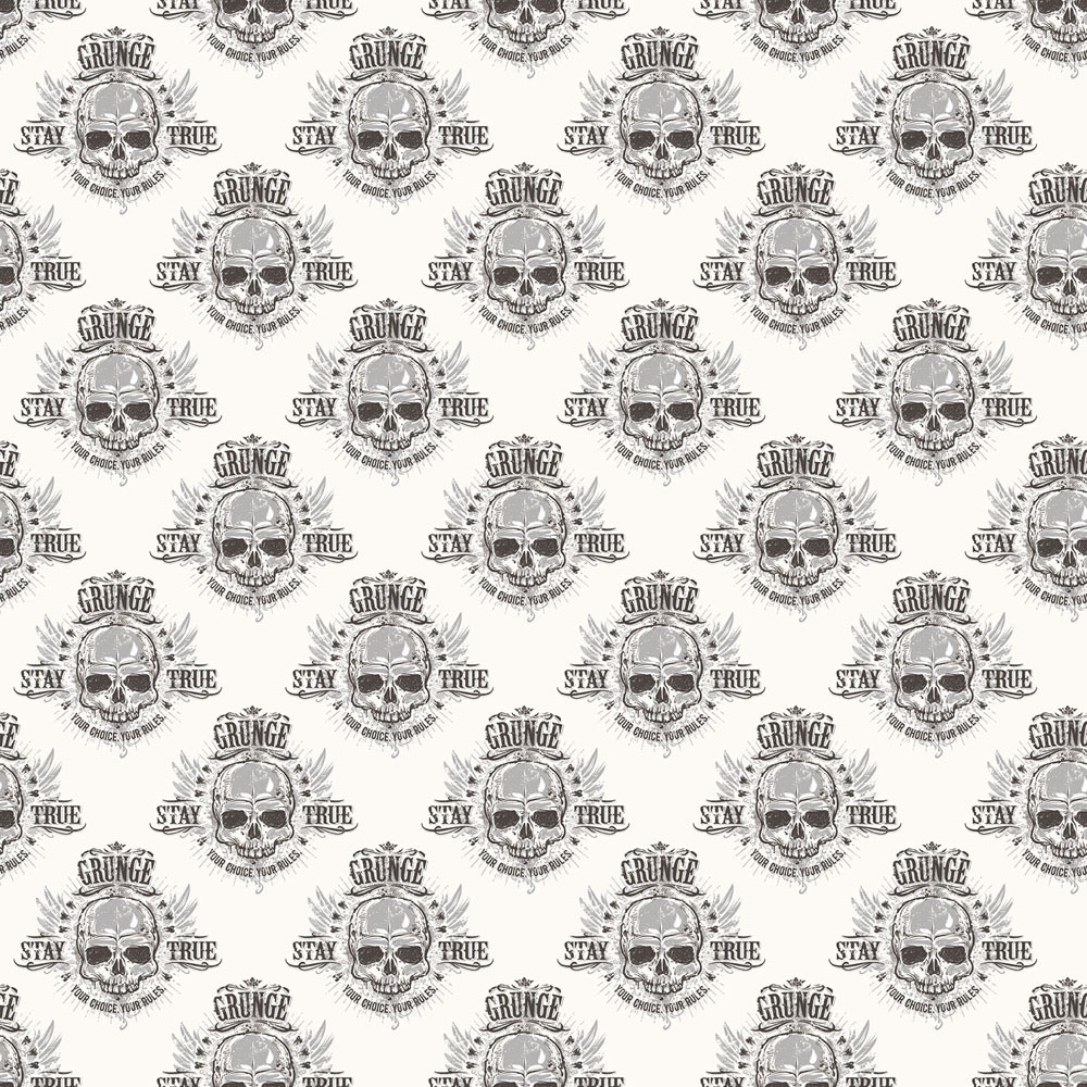 Galerie Grunge Skull Motif Grey Wallpaper Image 1