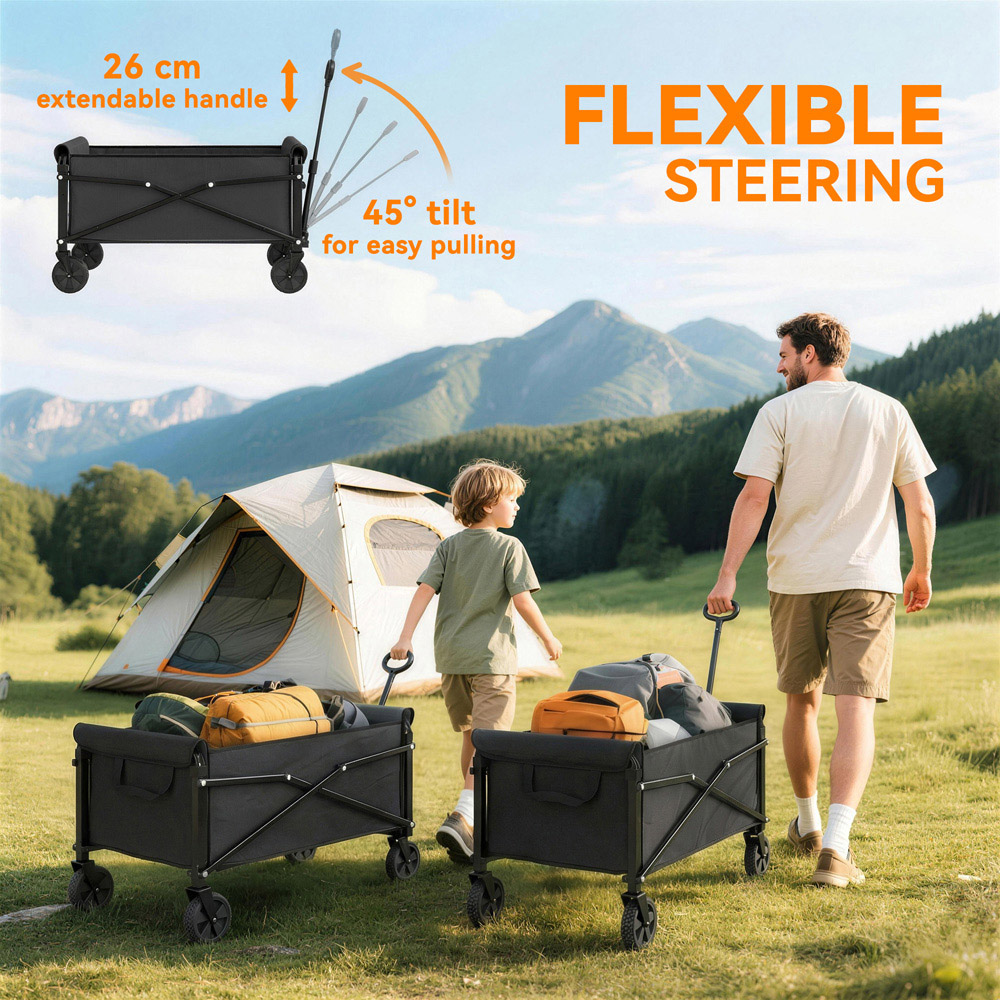 Outsunny 81L Black Folding Festival Trolley Image 5