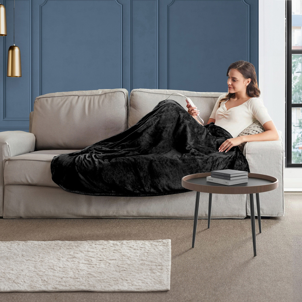 Neo Black Reversible Over Blanket Electric Heated Throw Image 6