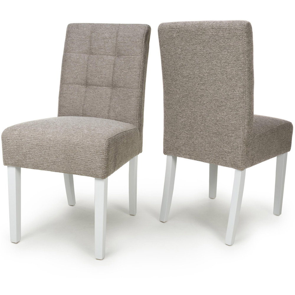 Portland Harlow Mocha Weave White Legs Waffle Back Dining Chair Image 7