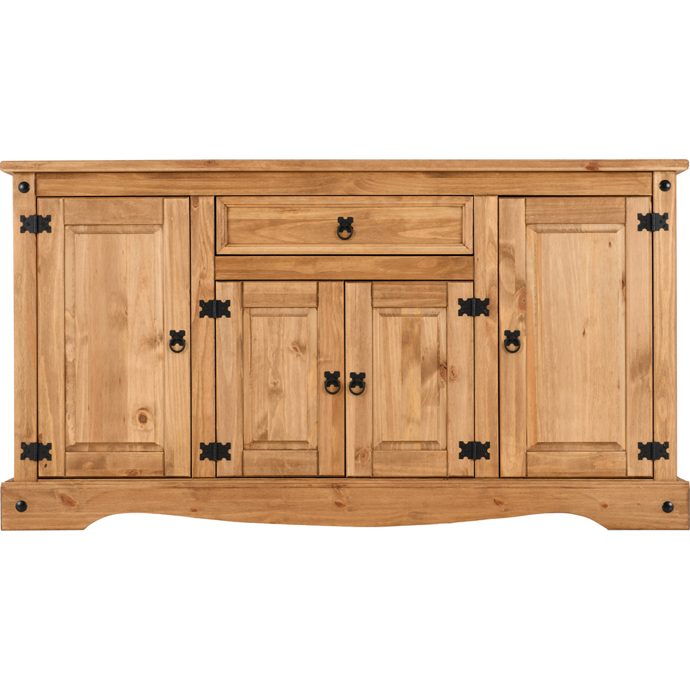 Seconique Corona 4 Door Single Drawer Distressed Waxed Pine Sideboard Image 3