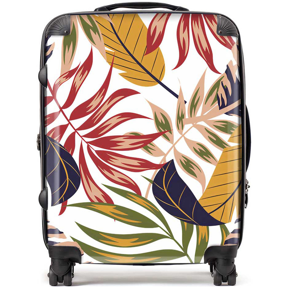 Warren Reed Designer Large Hawaiian Style Jungle Leaves Suitcase Image 1
