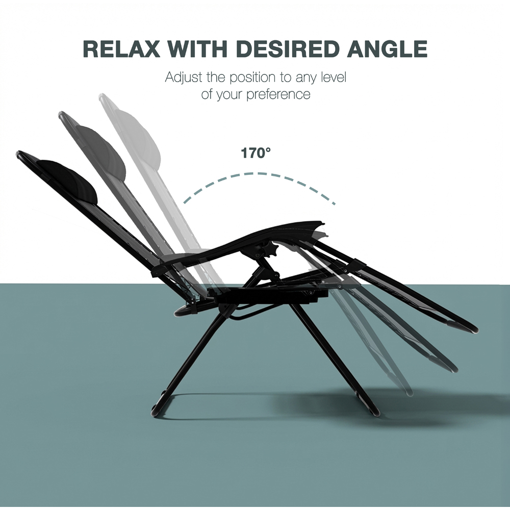GARDEN VIDA Set of 2 Black Zero Gravity Chairs Image 5