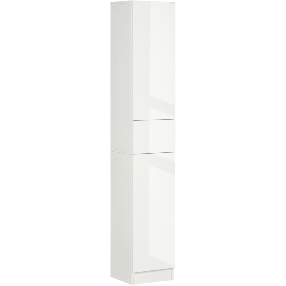 Portland 2 Door Single Drawer White Tall Bathroom Cabinet Image 2
