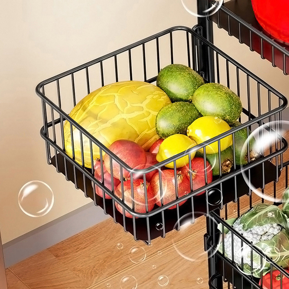 Living and Home Black 4 Tier Kitchen Mesh Basket Trolley Image 5