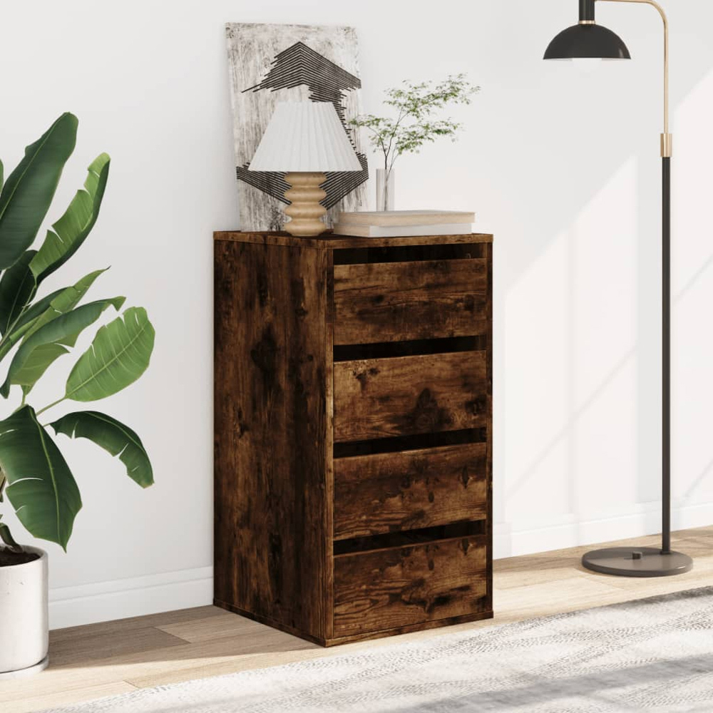 vidaXL 4 Drawer Smoked Oak Wooden Chest of Drawers Image 8