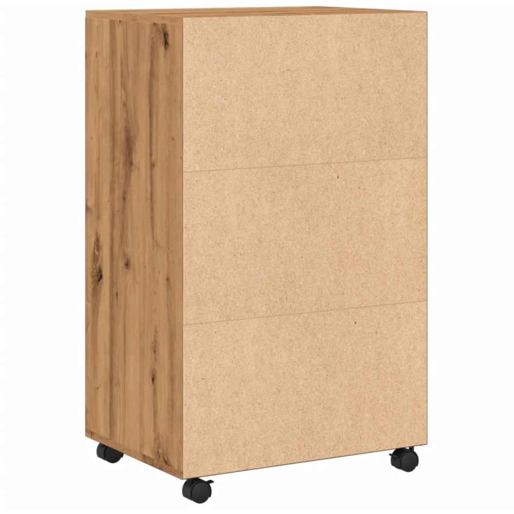 vidaXL 2 Door Single Shelf Artisan Oak Rolling Cabinet with Wheels Image 6