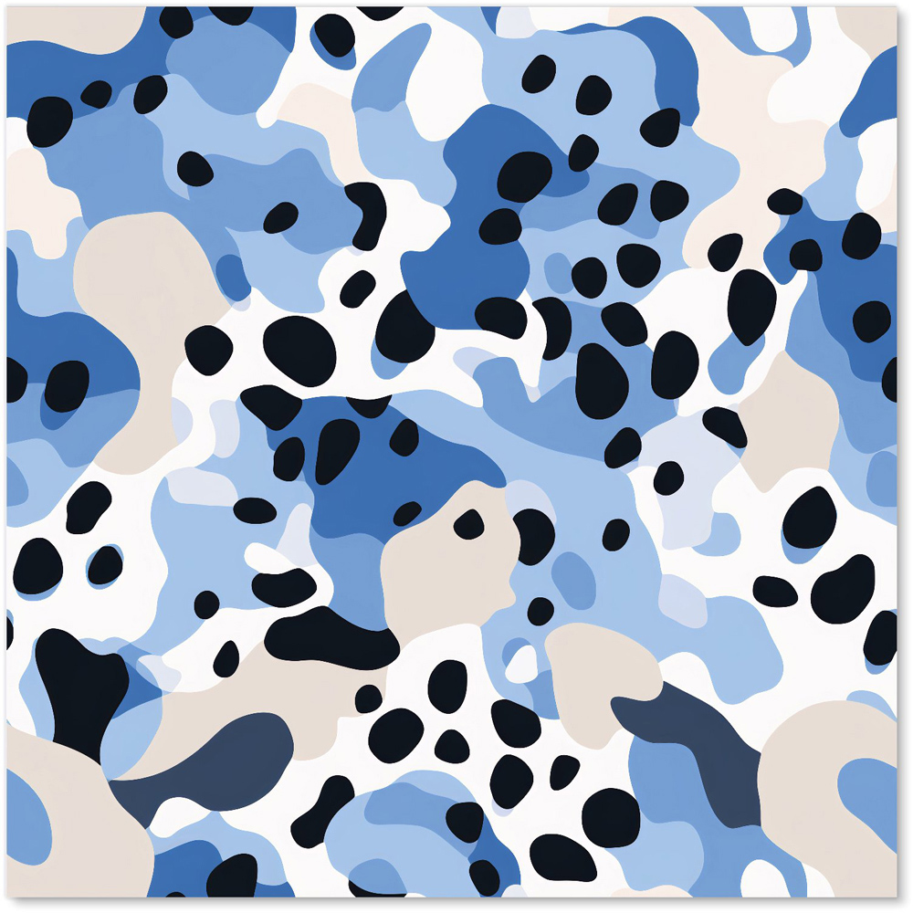 Warren Reed Designer Blue Camouflage Pattern Glass Kitchen Splashback 60 x 60cm Image 2