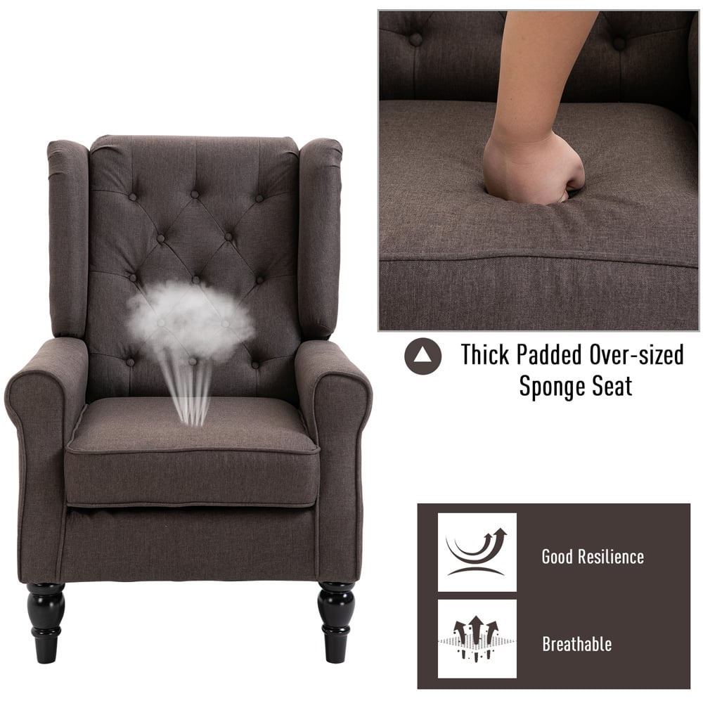 Portland Brown Retro Upholstered Wingback Armchair Image 4