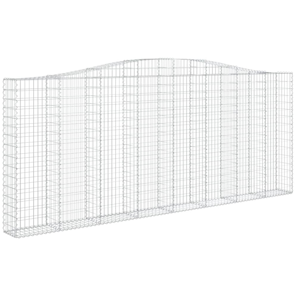 vidaXL Silver Galvanised Iron Arched Gabion Basket 400 x 30 x 160/180cm Image 1