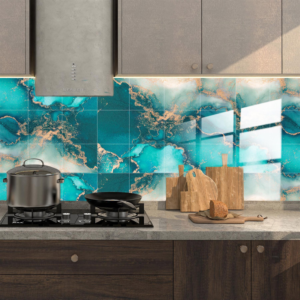 Walplus Marble Stone Mediterranean Ocean Blue Tile Sticker 24 Pack Image 2