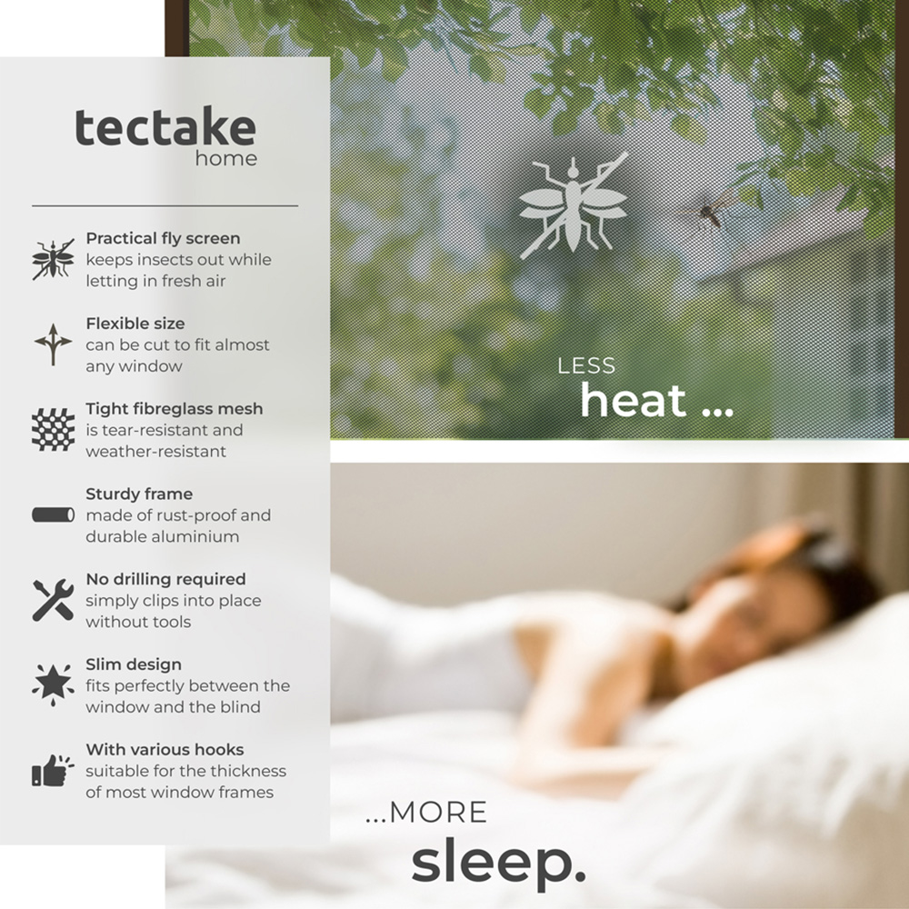 tectake Brown Individually Adjustable Fly Screen 120 x 100cm Image 6