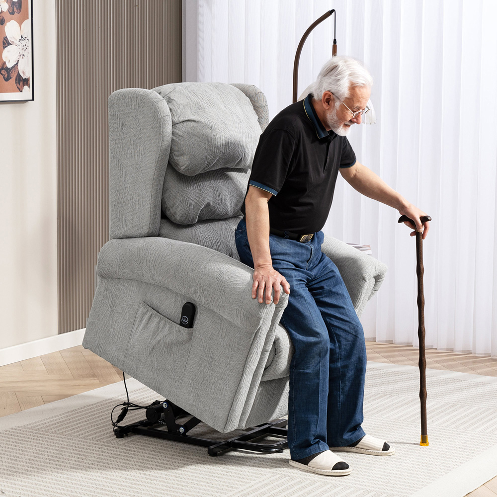 HOMCOM Grey Power Lift Recliner Chair with Remote Image 3