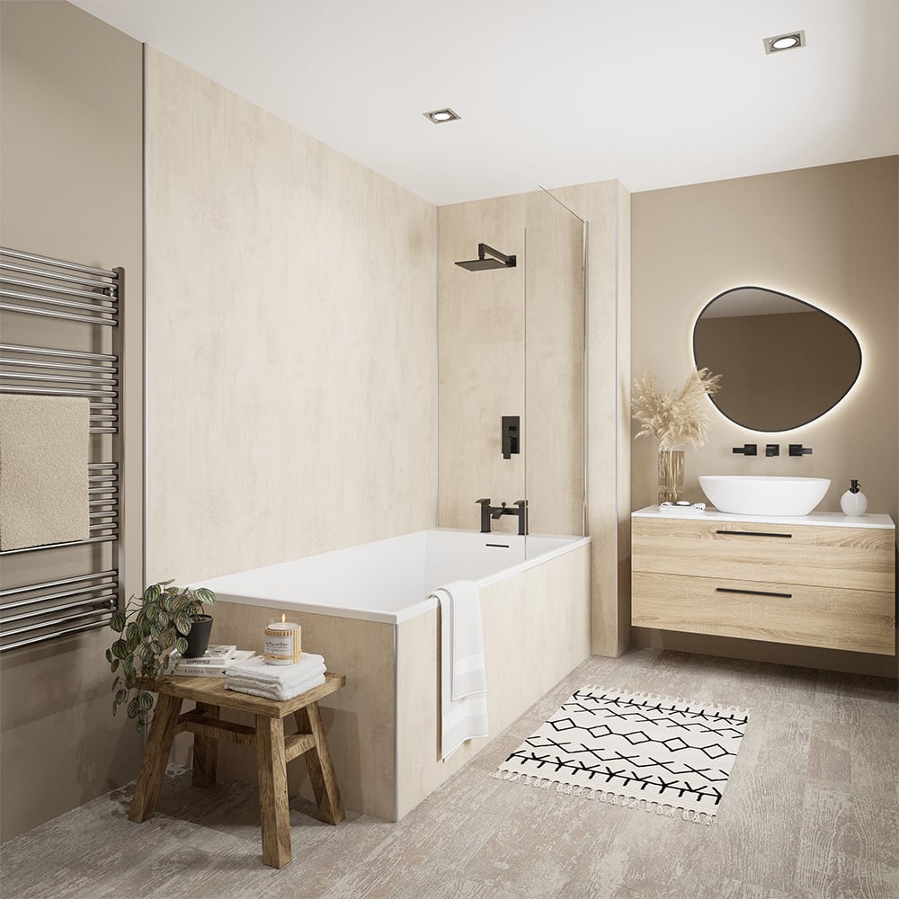 Wetwall Mermaid 2420 x 585mm Venetian Plaster Tongue and Groove Plywood Shower Wall Panel Image 1