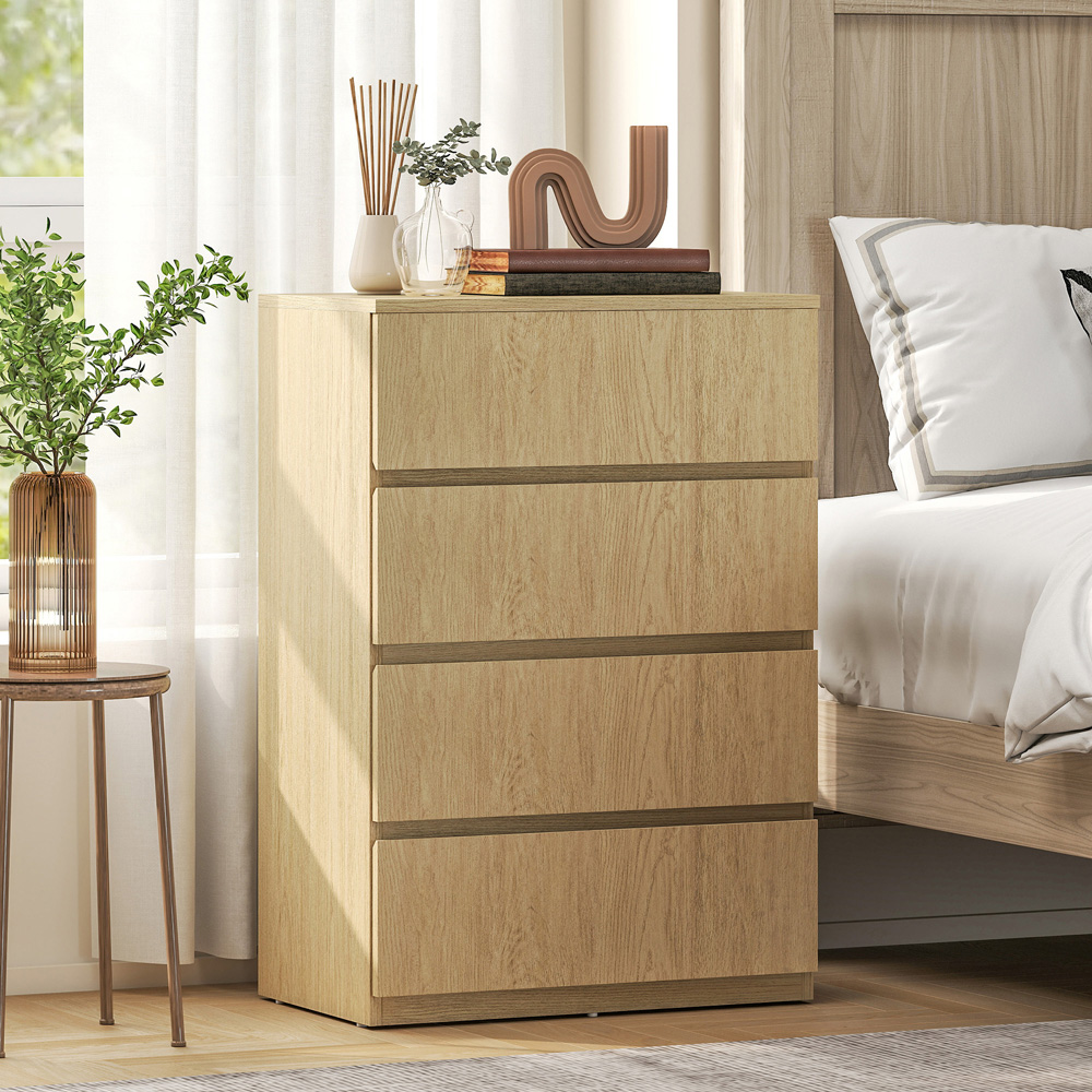 Portland 4 Drawer Natural Bedroom Chest of Drawers Image 6