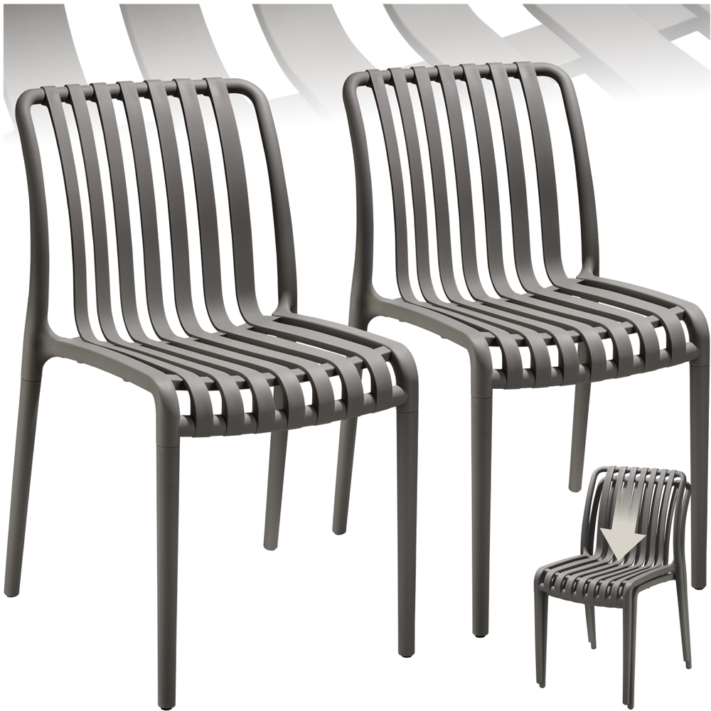 tectake Alcudia Set of 2 Anthracite Stackable Garden Chair Image 2