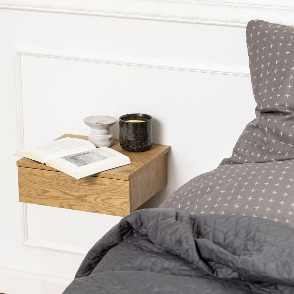 Florence Avignon Single Drawer Oak Square Bedside Table Image 7