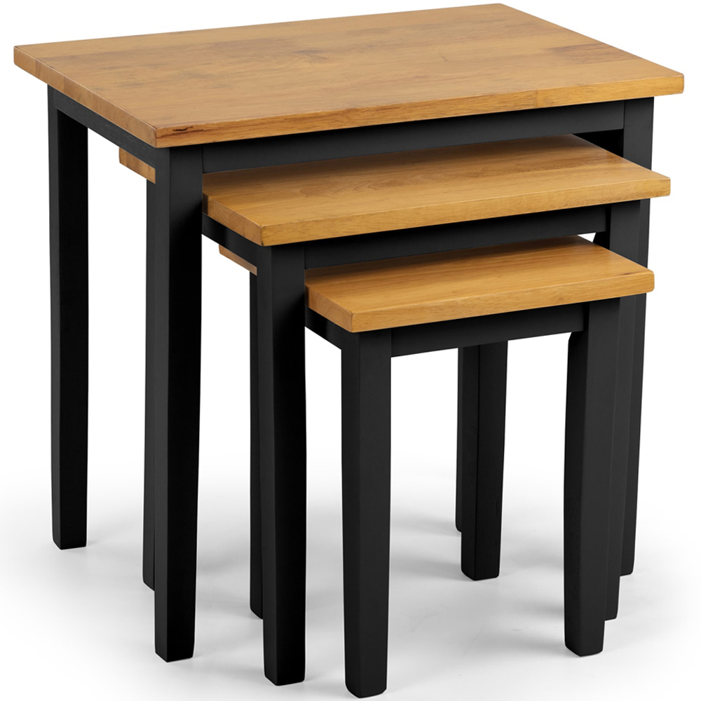 Julian Bowen Cleo 2 Tone Black and Oak Nest of Tables Set of 3 Image 2