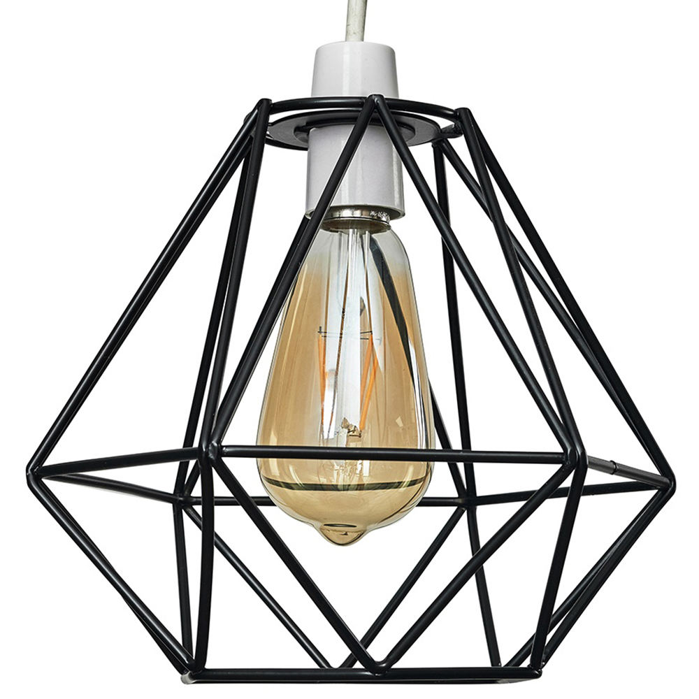 ValueLights Diablo Black Industrial Wire Frame Pendant Shade Image 1