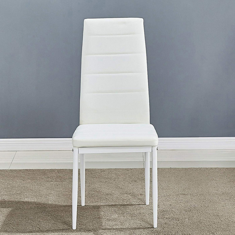 Denver Set of 4 White Faux Leather Dining Chairs Image 2