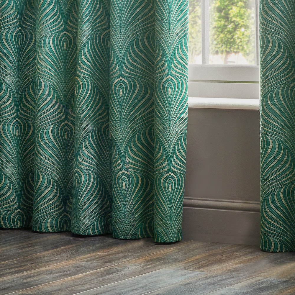 Paoletti Gatsby Emerald Jacquard Eyelet Curtain 168 x 137cm Image 3