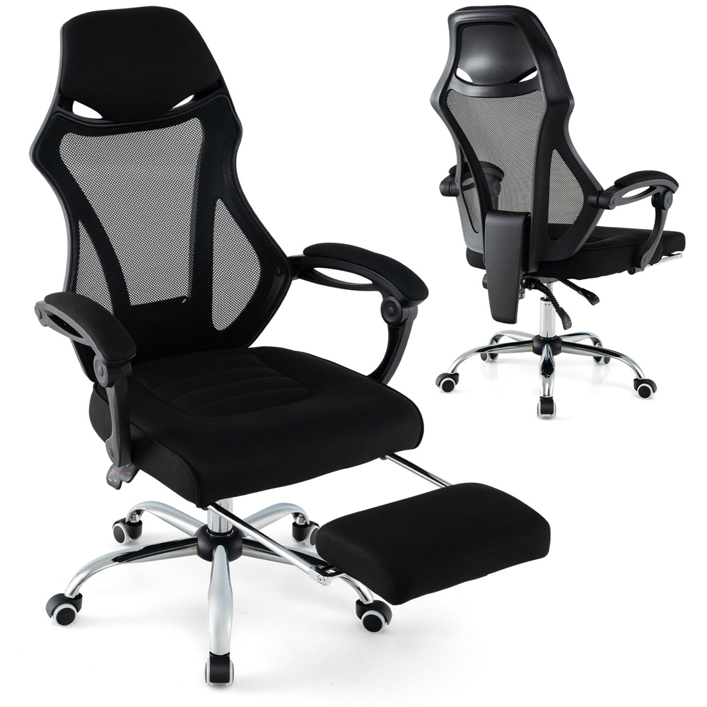 Costway Black Mesh Adjustable Office Chair with Footrest Image 2