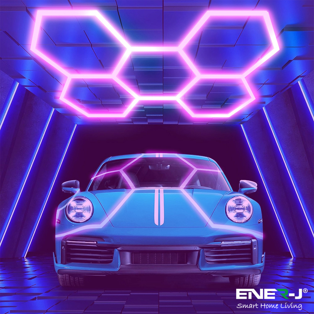 Ener-J 5 Hexagon Colour Changing Car Showroom Ceiling Light with Remote Image 2