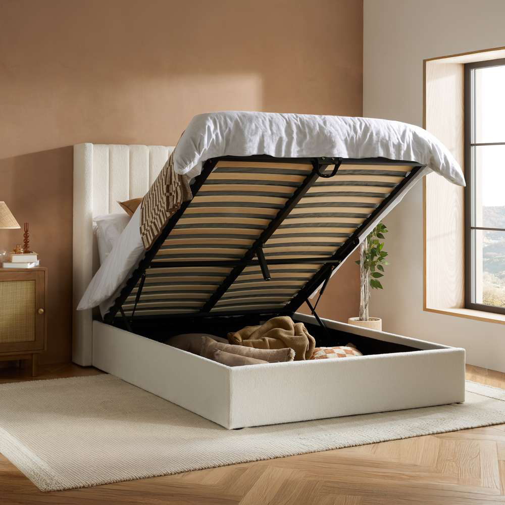Birlea Maisey King Size White Boucle Ottoman Bed Image 2