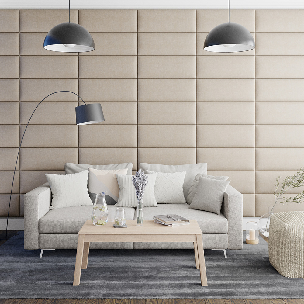 Aspire EasyMount Cream Malham Weave Upholstered Wall Mounted Headboard Panels 8 Pack Image 3