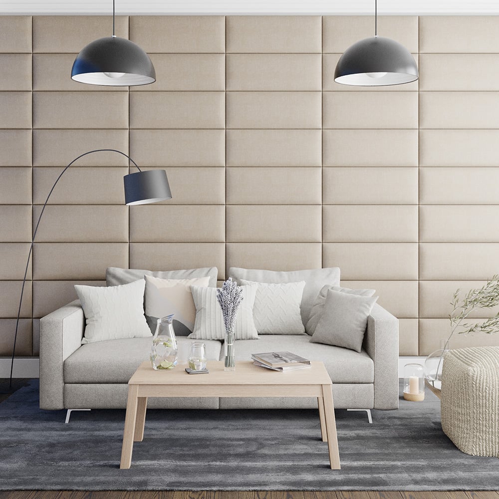 Aspire EasyMount Cream Malham Weave Upholstered Wall Mounted Headboard Panels 4 Pack Image 3