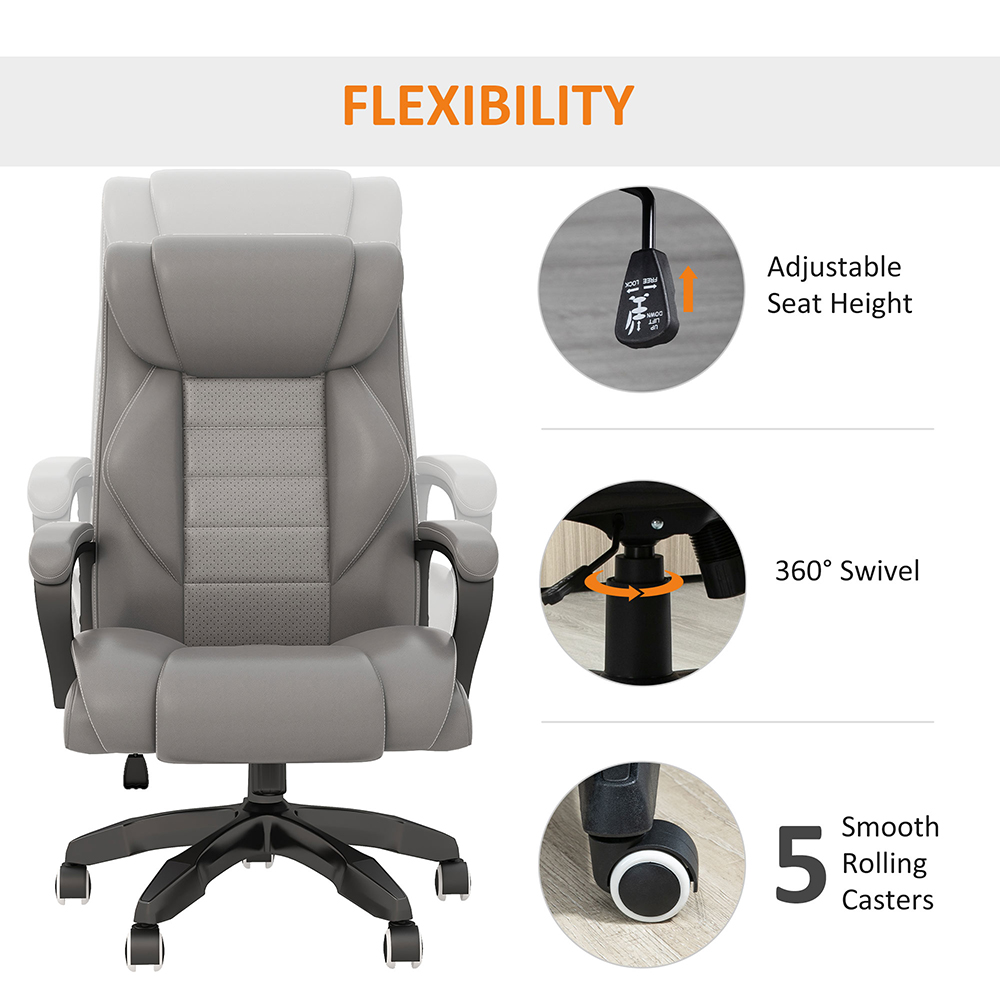 Portland Grey Vibration Massage High Back Executive Office Chair Image 3