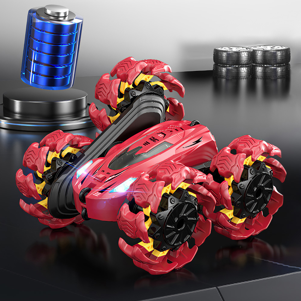 H&O Direct Kids Red Explosive Wheels Stunt Car Toy with Remote Image 2