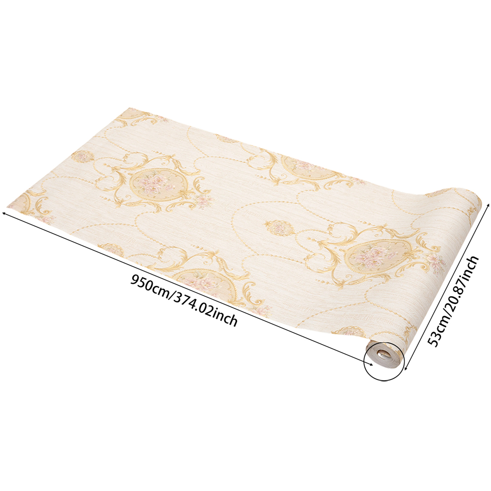 Living and Home Damask Pattern Rectangle 3D Embossed Light Beige Non-Pasted Wallpaper Image 8