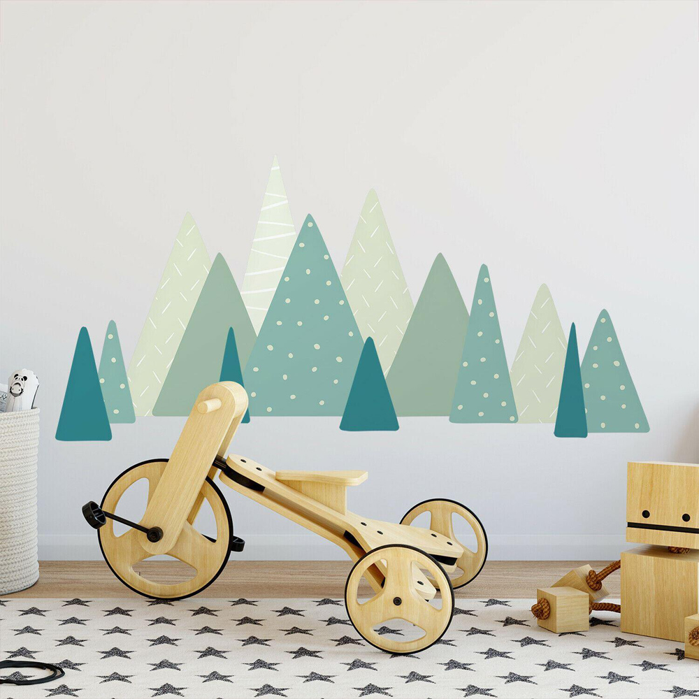 Walplus Kids Green Scandinavian Mountains Self Adhesive Wall Stickers Image 3