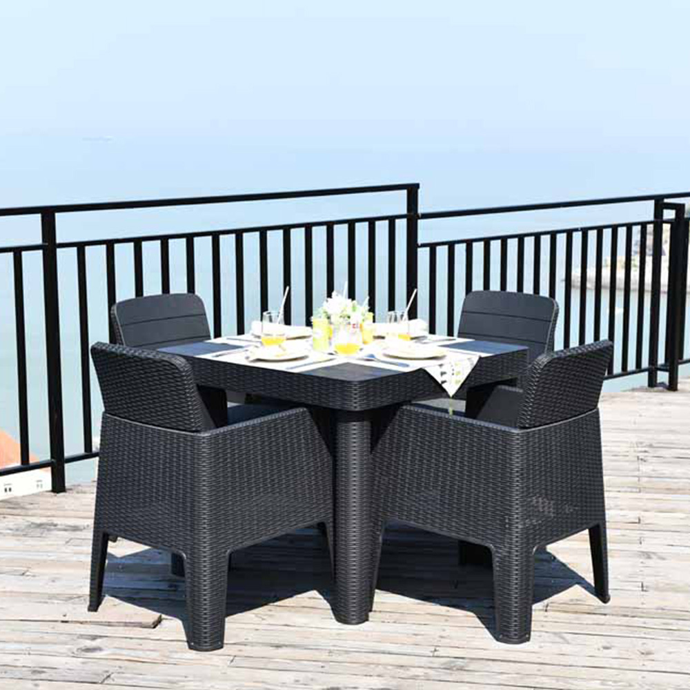Royalcraft Faro 4 Seater Deluxe Square Dining Set Black Image 1