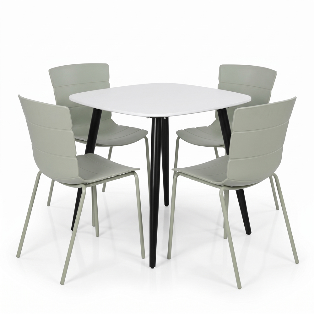 Core Products Aspen Bali 4 Seater Plastic Square Dining Set White and Sage Green Image 2