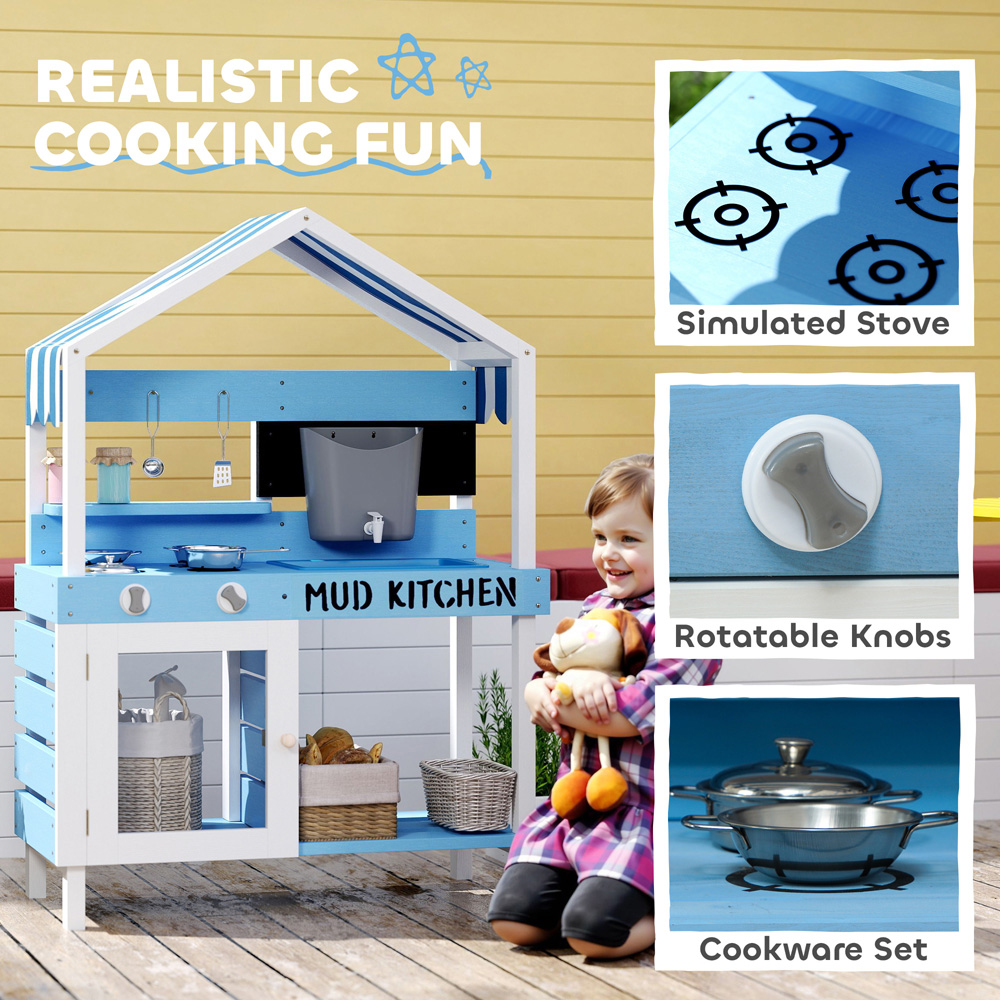 Tommy Toys AIYAPLAY Kids Blue Outdoor Mud Kitchen Play Set with Accessories Image 8