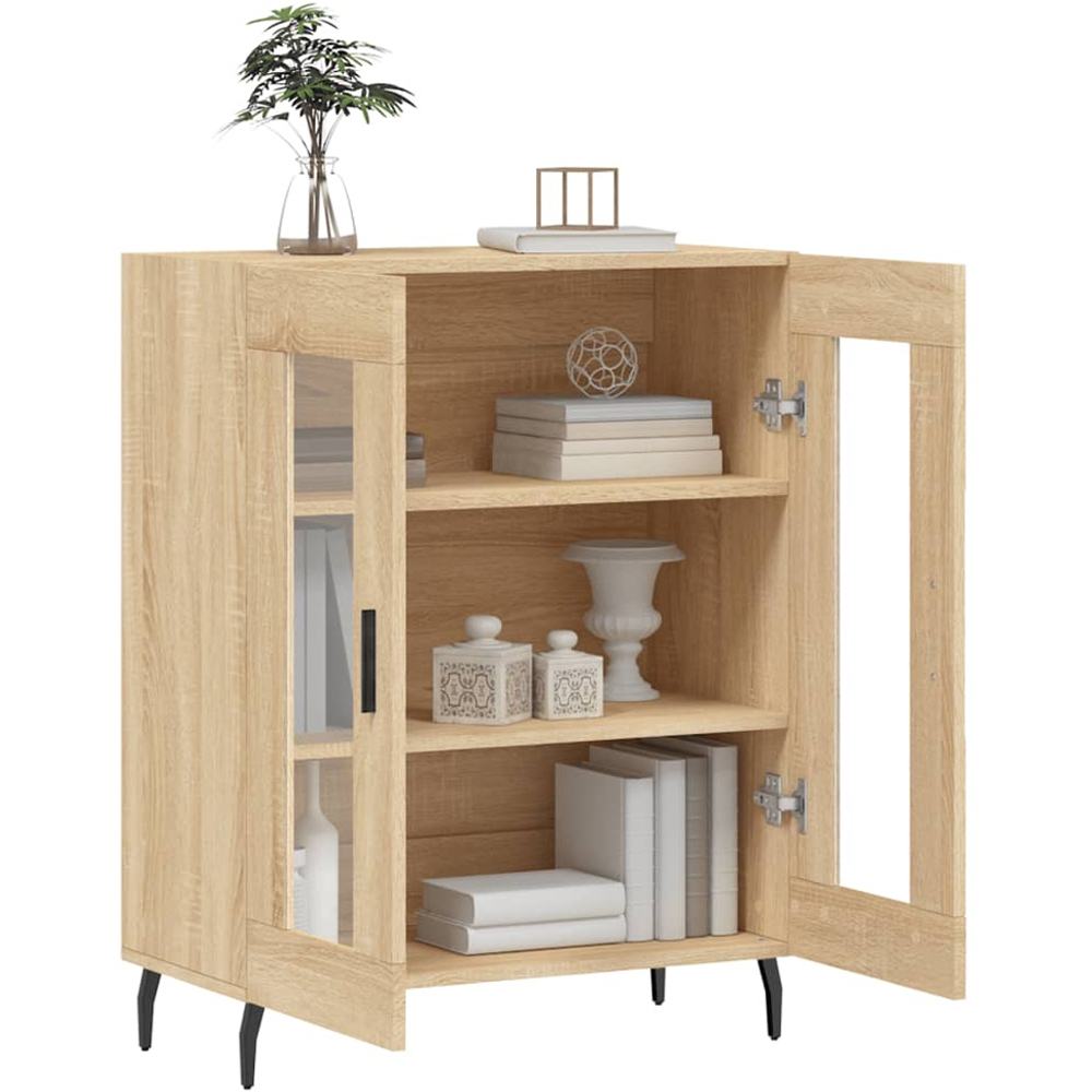 vidaXL 2 Glass Door Sonoma Oak Small Sideboard Image 4