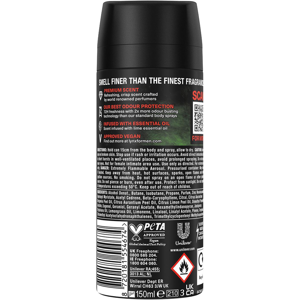 Lynx Fine Fragrance Men's Watermelon Freeze 72H Freshness Deodorant Body Spray 150ml 18 Pack Image 3