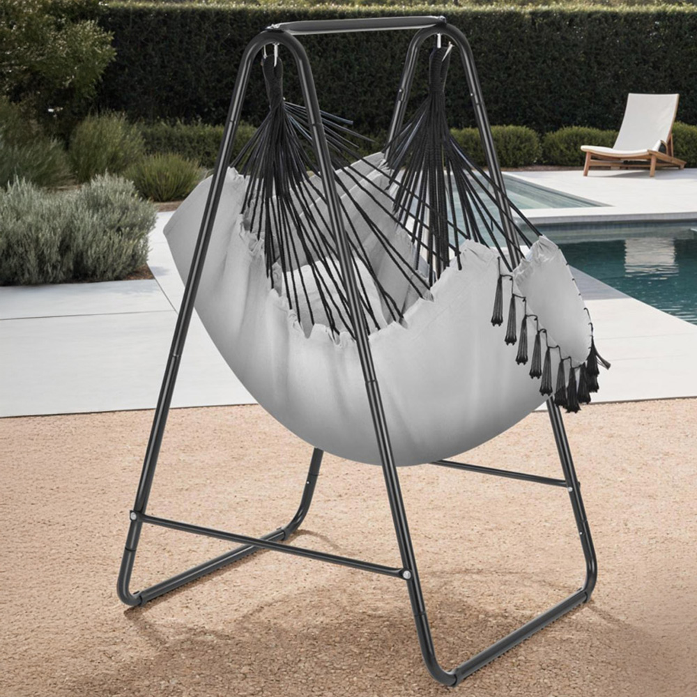 tectake Alison Grey Swing Chair with 3 Thick Pillows 160kg Image 1