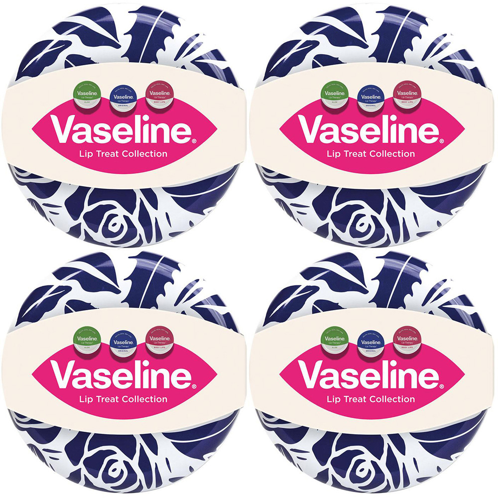 Vaseline Lip Treat Collection Rosy Aloe Original Balm Trio Tin Gift Set 4 Pack Image 1
